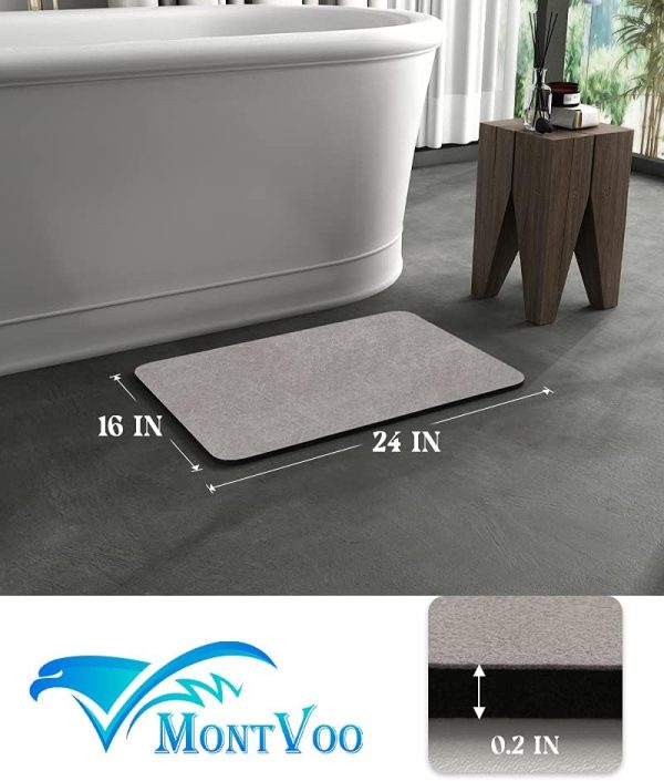 MontVoo -Bath Mat Rug-Rubber Backing Non Slip Quick Dry Absorbent Thin - Image 7