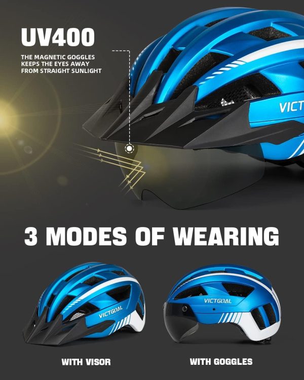 VICTGOAL Bike Helmet for Men Women with Led Light Detachable Magnetic - Image 2