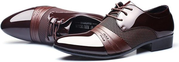 Men's 2024 Dress Shoes Patent Leather Shoes Soft Sole Breathable Mesh - Image 3