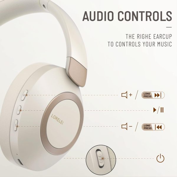 LORELEI B-C6 Wireless Over Ear Headphones, 50H Playtime Foldable - Image 2