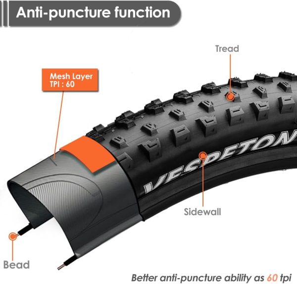 26/27.5/29x2.25 inch Bike Tires Pair Mountain Bike Tires 60 TPI Bicycle - Image 2