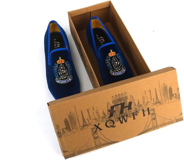 Mens Velvet Loafers Shoes Spiked Dress Shoes with Gold Buckle for Wedding - Image 6