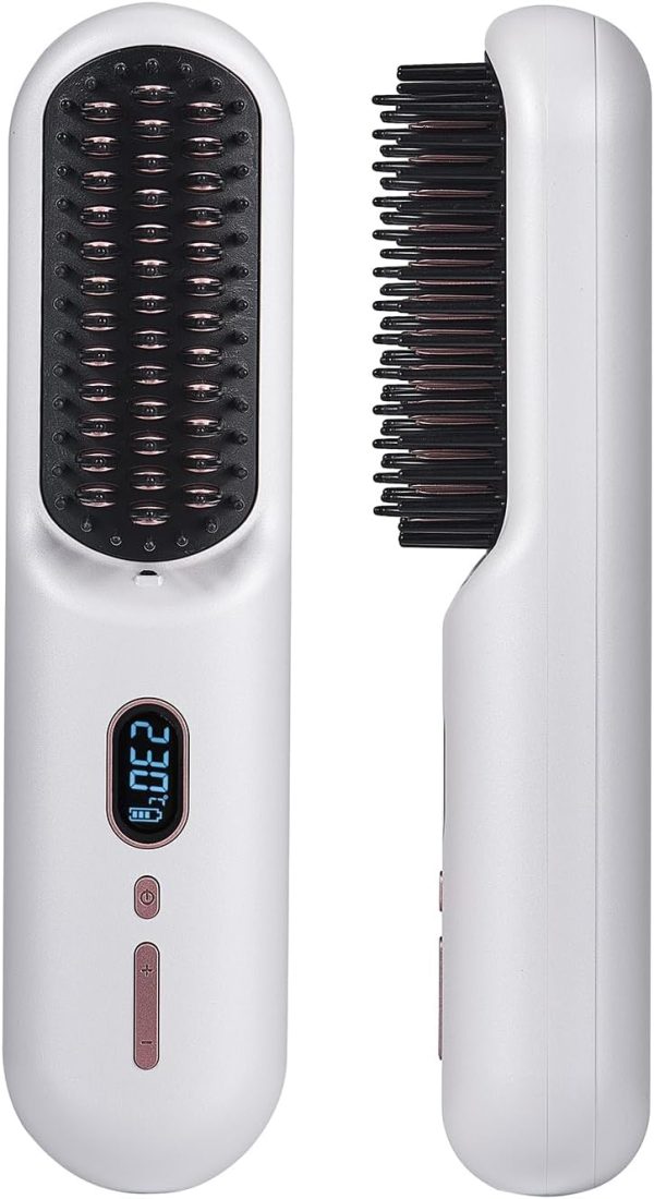 Portable Cordless Hair Straightener Brush, Mini Brush Straightener for - Image 7