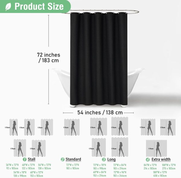 Dynamene Stall Fabric Shower Curtain - 54 inch Wide Waffle Weave Weighted - Image 5