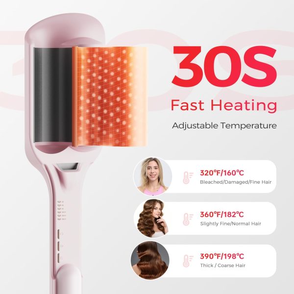 Waver Curling Iron LENA S12 Beach Waver Curling Wand, Hair Tool with 2 - Image 4