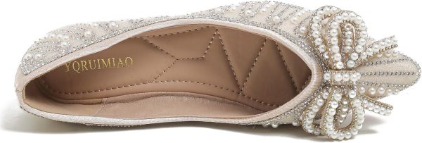 Flats Shoes Women Rhinestone Wedding Flats Pointed Toe Ballet Flat Shoe Low - Image 3