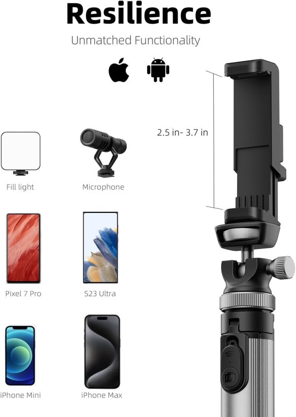 Metal Phone Tripod Stand, 67" Tripod for Phone with Remote & Lightweight - Image 5