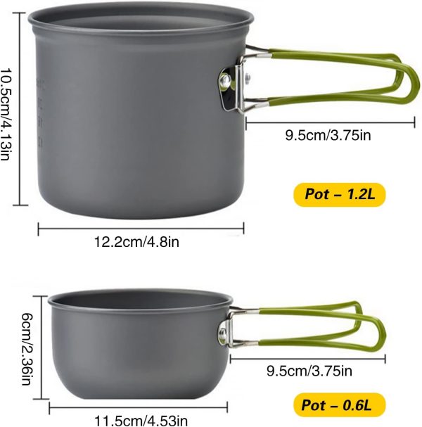 Compact Camping Cookware Set - Lightweight Backpacking Pots and Pans Kit - Image 3