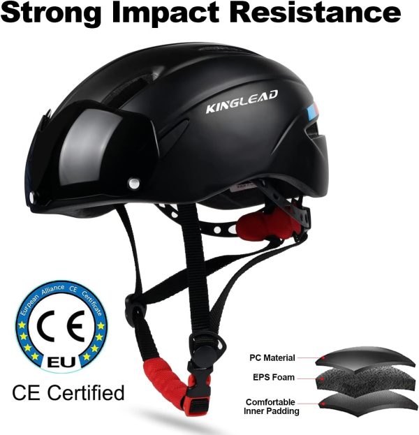 Bike Helmet for Adults Bicycle Helmet with Detachable Magnetic Googles & - Image 3