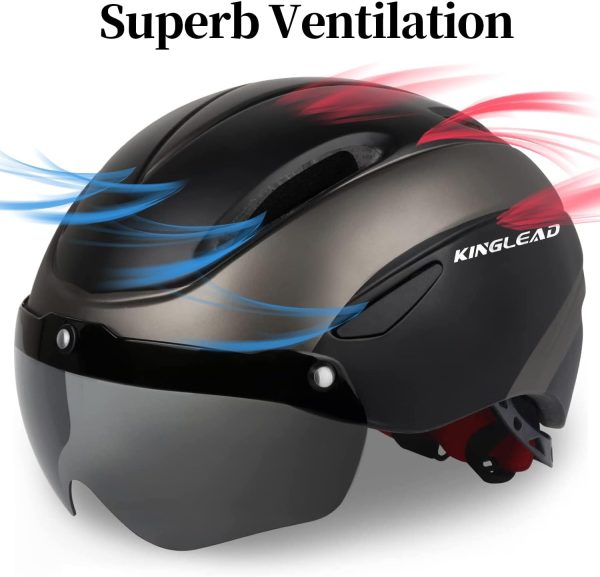 Bike Helmet for Adults Bicycle Helmet with Detachable Magnetic Googles & - Image 6