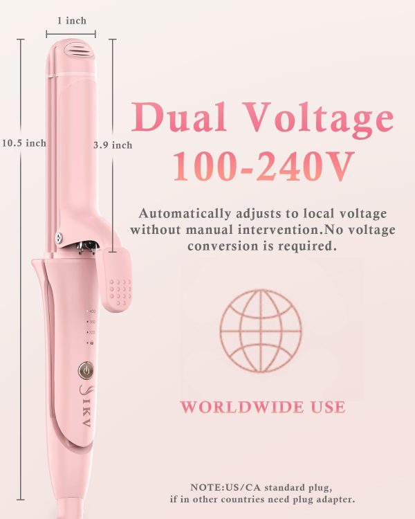 Travel Curling Iron,100-120V Dual Voltage Curling Iron 1 inch,2 in 1 Hair - Image 6