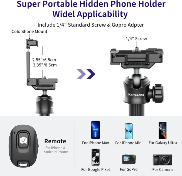 Selfie Stick Phone Tripod with Remote Control, 64" Extendable Phone Vlog - Image 3
