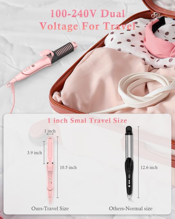 Travel Curling Iron,100-120V Dual Voltage Curling Iron 1 inch,2 in 1 Hair - Image 7