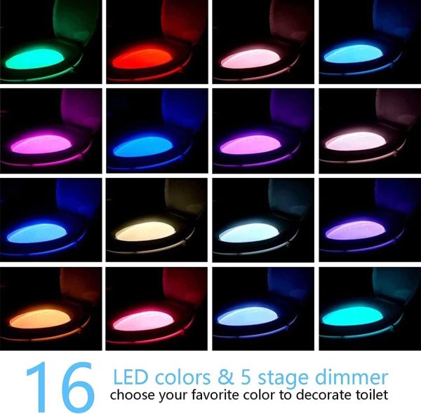 Chunace Toilet Bowl Night Light Motion Sensor, 16 Color Changing LED - Image 6