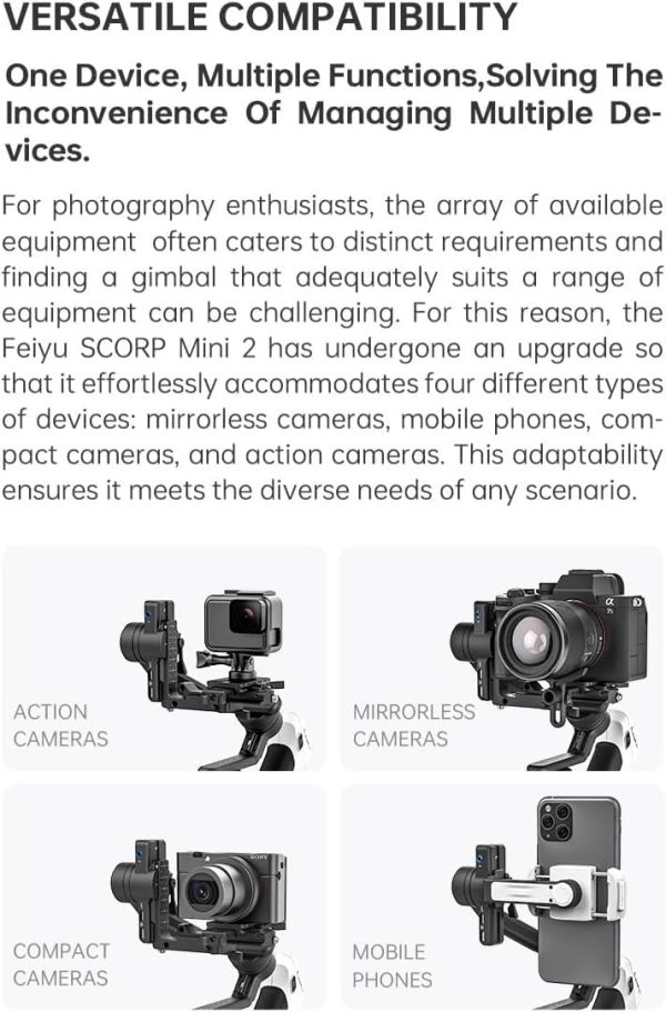 FeiyuTech SCORP-Mini 2 KIT Camera Stabilizer with AI Tracking/Fill Light, - Image 3
