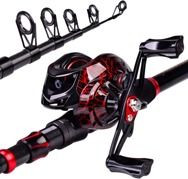 Fishing Rod and Reel Combo, 6.9ft Carbon Fiber Telescopic Fishing Pole with - Image 2