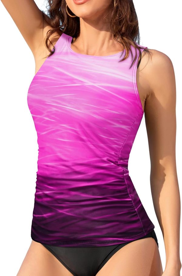Daci Tankini Tops for Women High Neck Swim Top Tummy Control Bathing Suit - Image 5