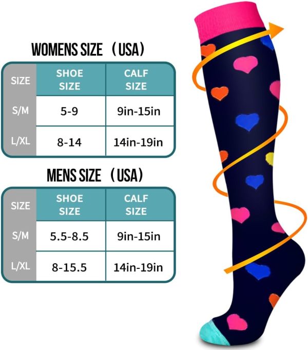 Laite Hebe Compression Socks for Women & Men Circulation(6 pairs)-Graduated - Image 7