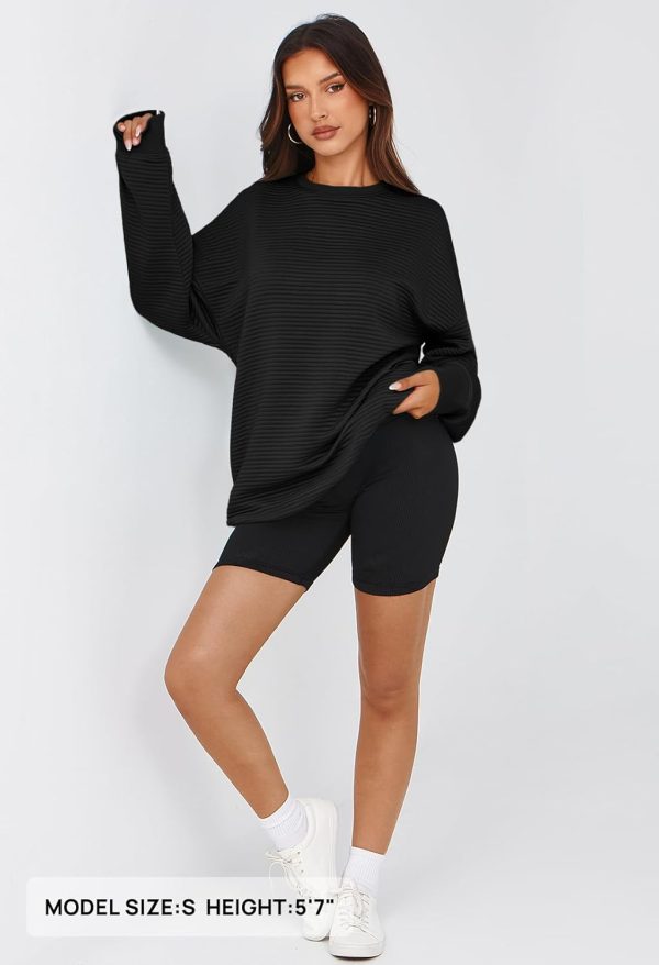 MEROKEETY Oversized Sweatshirt for Women 2024 Fall Long Sleeve Crew Neck - Image 2