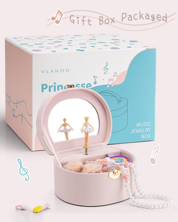 Vlando Musical Jewelry Box for Girls, Small Kid Music Box with Ballerina - Image 2