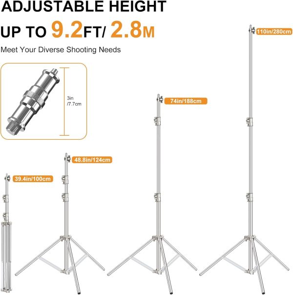 9.2 FT Stainless Steel Light Stand Photography, Heavy Duty Photography - Image 3