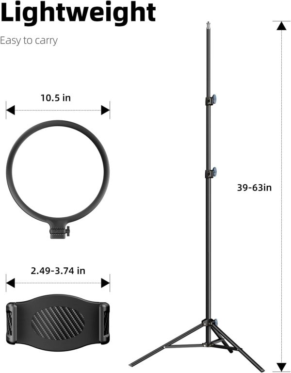 Weilisi 10.5" Ring Light with 69" Tripod Stand and Phone Holder Kit, - Image 6