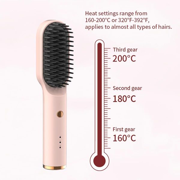ABHI Portable Hair Straightening Brush with 3 Levels Temperature Auto-Off - Image 4