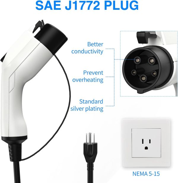 Portable EV Charger, NEMA 5-15 110v-120v Level 1 EV Charger,Adjustable Amp - Image 3