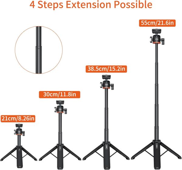UURIG 21.6" Extension Pole Tripod, Mini Selfie Stick Tripod Stand Handle - Image 2