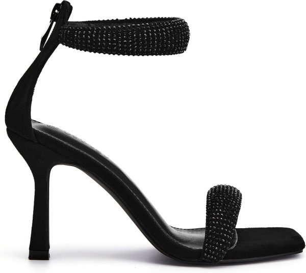 Coutgo Women's One Strap Heeled Sandals Square Open Toe Stiletto Heels - Image 5