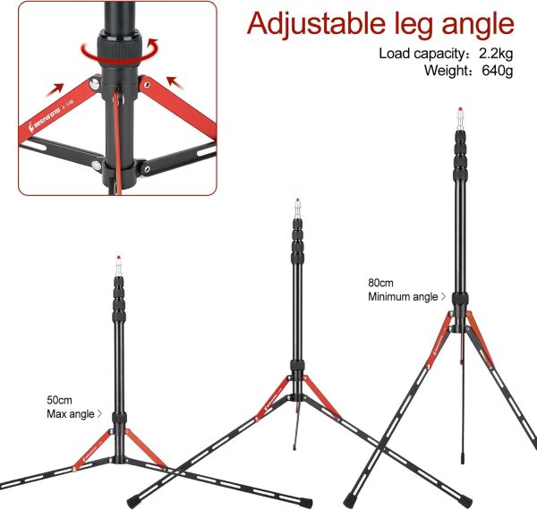 BESNFOTO Photography Travel Light Stand Tripod Portable Aluminum - Image 3