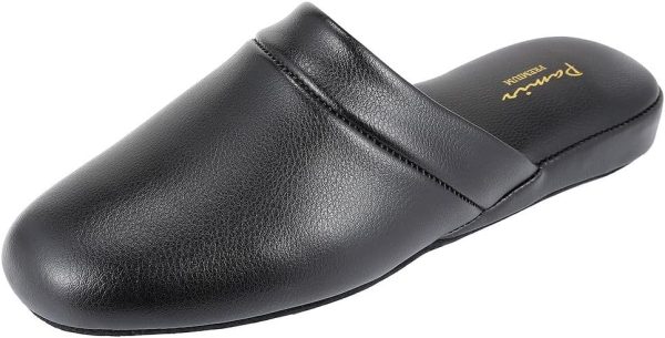 PAMIR Men's Genuine Leather Scuff Slippers with Memory Foam Insole and - Image 2