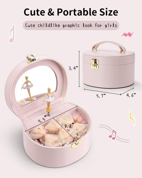 Vlando Musical Jewelry Box for Girls, Small Kid Music Box with Ballerina - Image 6