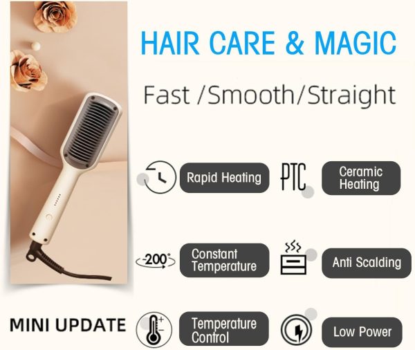 Hair Straightener Brush, Hair Straightener Styling Comb, Hair Straightener - Image 2