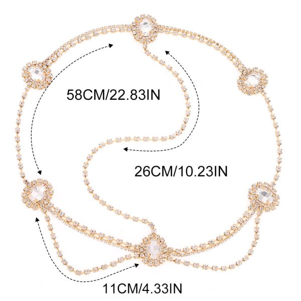 CAKURE Rhinestone Boho Head Chain Jewelry Gold Hair Chains Layered Bride - Image 6
