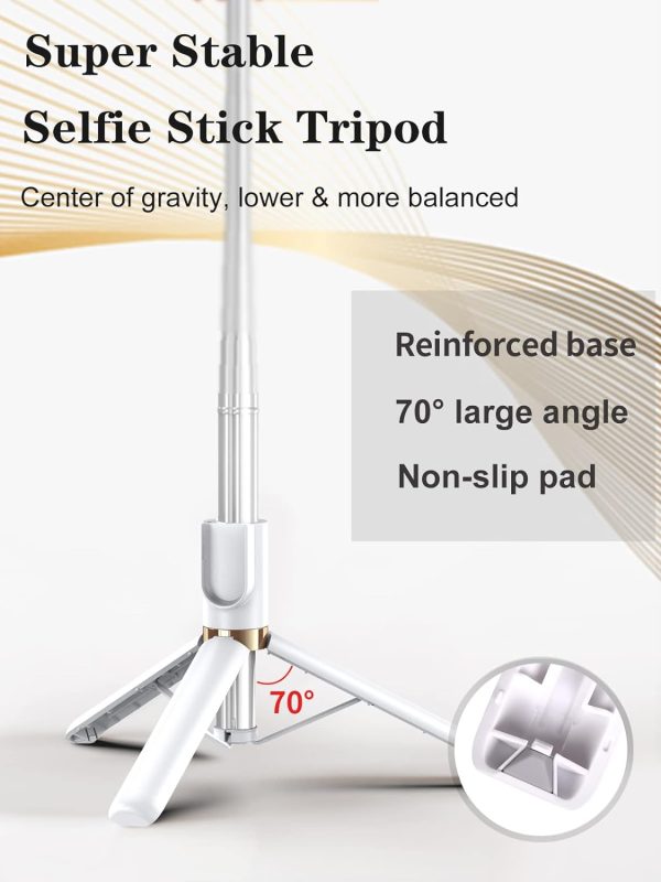Selfie Stick Tripod with Wireless Remote, 46'' Cellphone Selfie Stick - Image 2