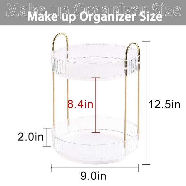 Rotating Makeup Organizer for Vanity 2 Tier, High-Capacity Skincare Clear - Image 2