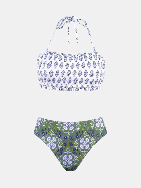 CUPSHE Bikini Set for Women Two Piece Swimsuit Bandeau Top Back Tie Mid - Image 6