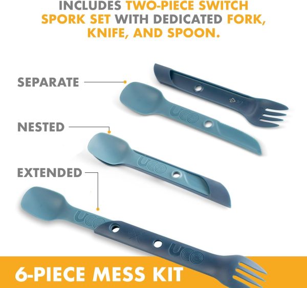 UCO 6-Piece Camping Mess Kit with Bowl, Plate, Camp Cup, and Switch Spork - Image 6