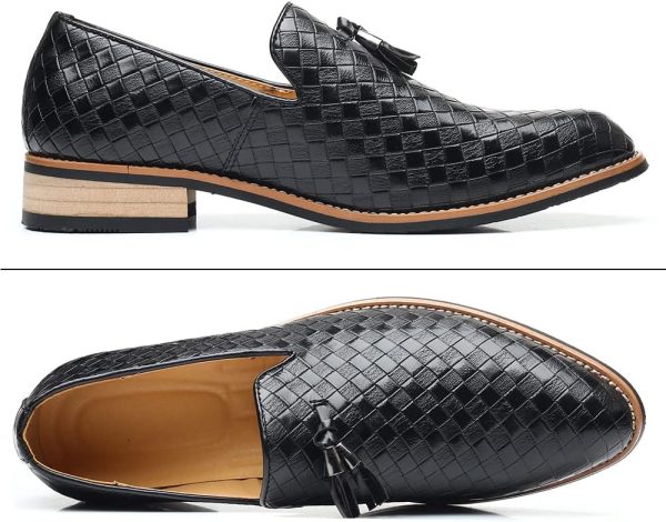 Mens Slip On Dress Shoes Leather Tassel Loafers - Image 2