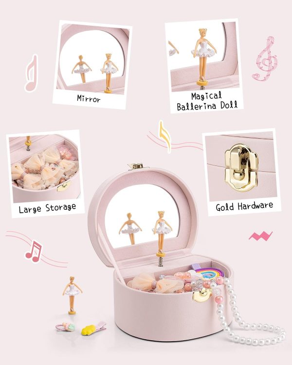 Vlando Musical Jewelry Box for Girls, Small Kid Music Box with Ballerina - Image 5