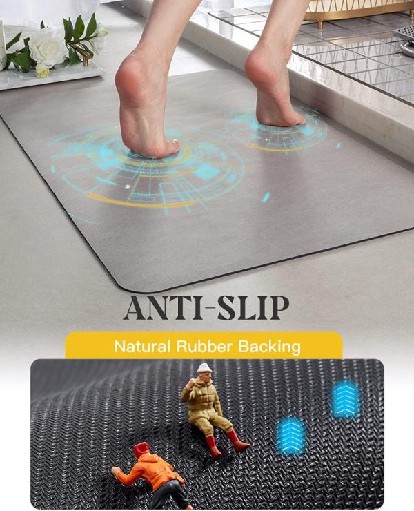 MontVoo -Bath Mat Rug-Rubber Backing Non Slip Quick Dry Absorbent Thin - Image 5