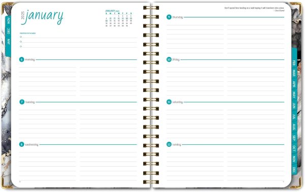 Hardcover CY 2025 Fashion Planner - 5.5"x8" (Pink Purple Marble) (Black - Image 4