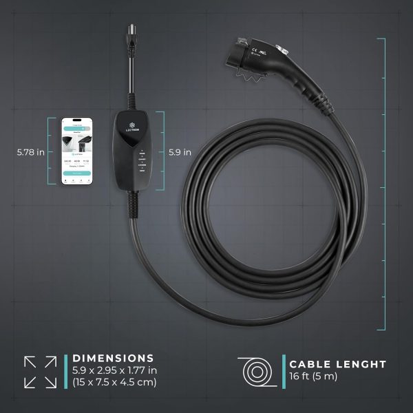 Lectron Level 1 J1772 EV Charger (WiFi) with App Control - 120V, 12 Amp, & - Image 9