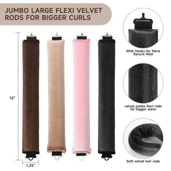 Heatless Hair Curler - 4PCs Overnight Blow Out Rods, Jumbo Blowout Heatless - Image 3