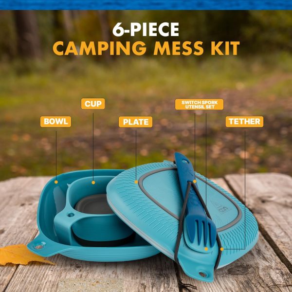 UCO 6-Piece Camping Mess Kit with Bowl, Plate, Camp Cup, and Switch Spork - Image 4