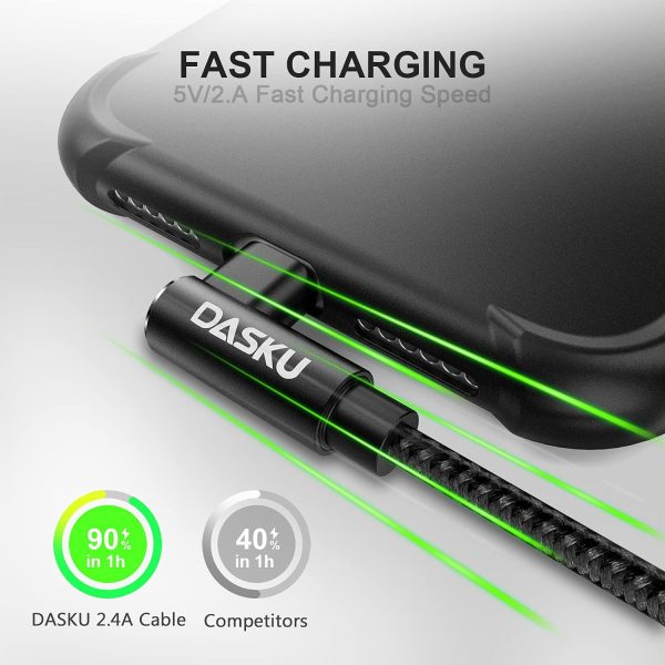 90 Degree iPhone Charging Cable 2Pack 10ft Right Angle Nylon Braided - Image 2