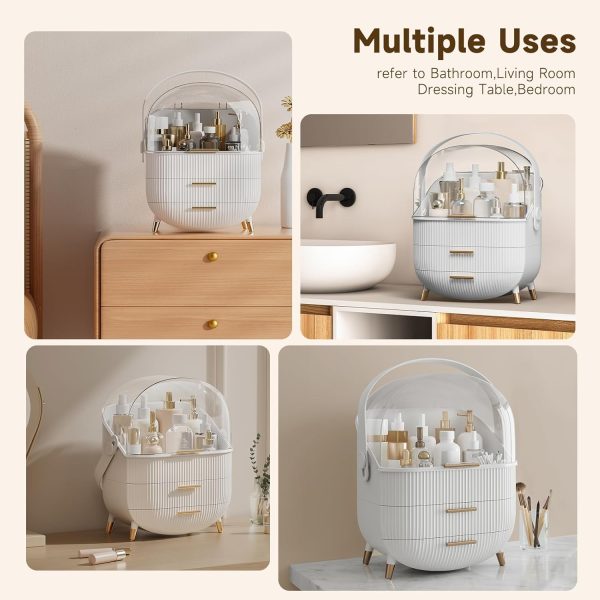 Makeup Storage Organizer with Lid, Waterproof Cosmetics Skincare Organizer - Image 5