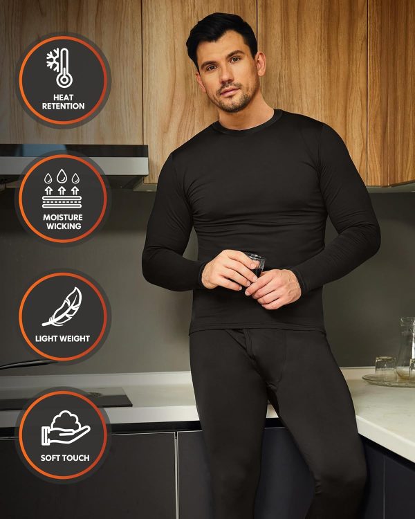 CL convallaria 2 Pack Long Johns Thermal Underwear for Men Soft Fleece - Image 3
