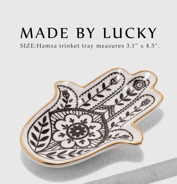 Jewelry Trinket Ring Dish Ceramic Hamsa Evil Eye Hand of Fatima Holder Key - Image 3